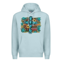 Blue Mist western gemstone cross sunflowers serape leopard glitter Premium Hoodie - Artiststas