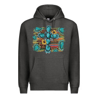 Charcoal Heather western gemstone cross sunflowers serape leopard glitter Premium Hoodie - Artiststas