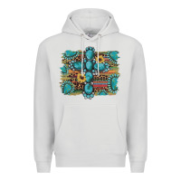 Dove Grey western gemstone cross sunflowers serape leopard glitter Premium Hoodie - Artiststas