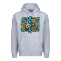Heather Grey western gemstone cross sunflowers serape leopard glitter Premium Hoodie - Artiststas