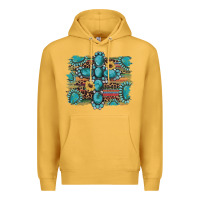 Mustard western gemstone cross sunflowers serape leopard glitter Premium Hoodie - Artiststas