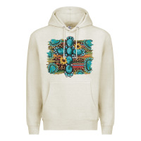 Oatmeal Heather western gemstone cross sunflowers serape leopard glitter Premium Hoodie - Artiststas