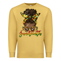 Antique Gold juneteenth black woman messy bun Premium Sweatshirt - HRA Design Shop
