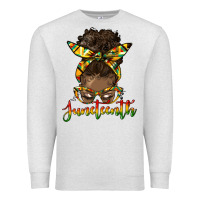 Oatmeal Heather juneteenth black woman messy bun Premium Sweatshirt - HRA Design Shop