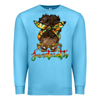 Ocean Blue juneteenth black woman messy bun Premium Sweatshirt - HRA Design Shop
