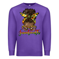 Purple juneteenth black woman messy bun Premium Sweatshirt - HRA Design Shop
