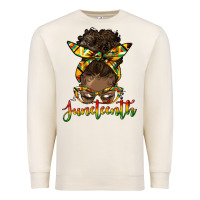 Sandshell juneteenth black woman messy bun Premium Sweatshirt - HRA Design Shop