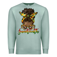 Seafoam juneteenth black woman messy bun Premium Sweatshirt - HRA Design Shop