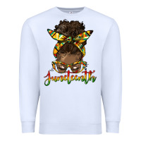 White juneteenth black woman messy bun Premium Sweatshirt - HRA Design Shop