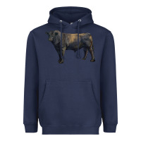 Navy black angus bull Heavyweight Hoodie - RanaPortraitStore
