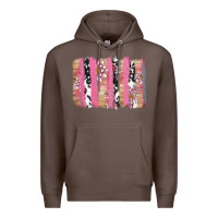 Coffee v.d cow and lotus brushstrock Premium Hoodie - AdoDesignShop