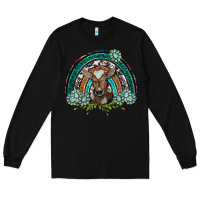 Black turquoise gemstones brown baby cow  rainbow Long Sleeve Tee - BarkalooDesign