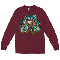Burgundy turquoise gemstones brown baby cow  rainbow Long Sleeve Tee - BarkalooDesign