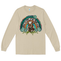 Mushroom turquoise gemstones brown baby cow  rainbow Long Sleeve Tee - BarkalooDesign