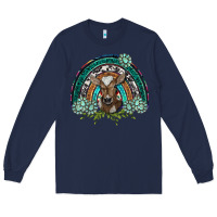 Navy turquoise gemstones brown baby cow  rainbow Long Sleeve Tee - BarkalooDesign