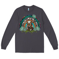 Smoke turquoise gemstones brown baby cow  rainbow Long Sleeve Tee - BarkalooDesign