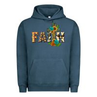 Pigment Midnight Navy faith with cross Urban Hoodie - BarkalooDesign