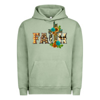 Pigment Oil Green faith with cross Urban Hoodie - BarkalooDesign