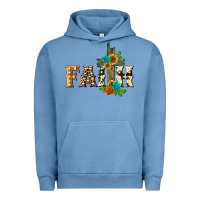 Pigment Pebble Blue faith with cross Urban Hoodie - BarkalooDesign