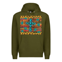 Army Green western gemstone cross sunflowers leopard serape glitter wooden tumble Premium Hoodie - Artiststas