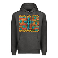Charcoal Heather western gemstone cross sunflowers leopard serape glitter wooden tumble Premium Hoodie - Artiststas