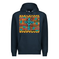 Navy western gemstone cross sunflowers leopard serape glitter wooden tumble Premium Hoodie - Artiststas