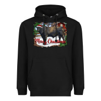 Black merry christmas black angus bull and farm Heavyweight Hoodie - RanaPortraitStore