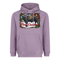 Lavender merry christmas black angus bull and farm Heavyweight Hoodie - RanaPortraitStore