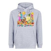 Heather Grey hello summer drinks Heavyweight Hoodie - texasbilliewilder