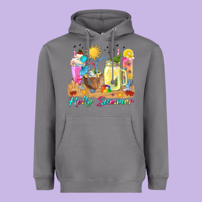 Hello Summer Drinks Heavyweight Hoodie Designed By Texasbilliewilder