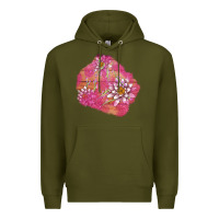 Army Green v.d  lavender and lotus patches Premium Hoodie - AdoDesignShop