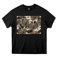 Black Longhorn Pattern Heavy Core Tee - CowhideDigitalArt