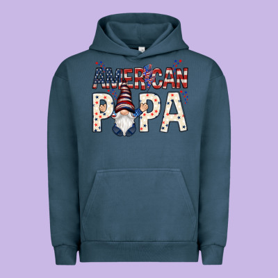 American Papa With Gnome Urban Hoodie Designed By Nancycooperartshop