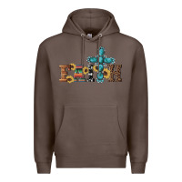 Coffee western gemstone cross faith Premium Hoodie - Artiststas