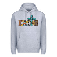 Heather Grey western gemstone cross faith Premium Hoodie - Artiststas