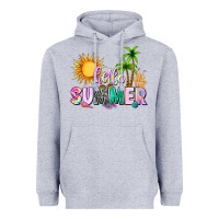 Heather Grey hello summer with sun Heavyweight Hoodie - texasbilliewilder
