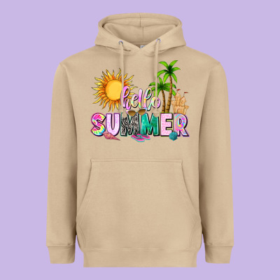 Hello Summer With Sun Heavyweight Hoodie Designed By Texasbilliewilder