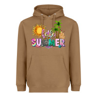 Toasted Coconut hello summer with sun Heavyweight Hoodie - texasbilliewilder