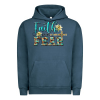 Pigment Midnight Navy faith over fear with cross Urban Hoodie - BarkalooDesign