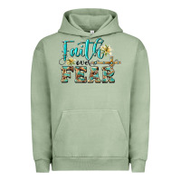Pigment Oil Green faith over fear with cross Urban Hoodie - BarkalooDesign