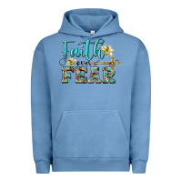 Pigment Pebble Blue faith over fear with cross Urban Hoodie - BarkalooDesign