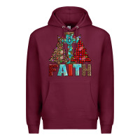 Burgundy cross and christmas trees Premium Hoodie - AdoDesignShop