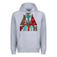 Heather Grey cross and christmas trees Premium Hoodie - AdoDesignShop