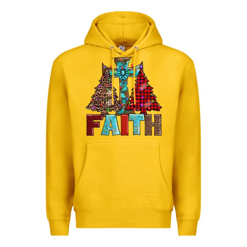 Cross And Christmas Trees Premium Hoodie by AdoDesignShop | Teevron