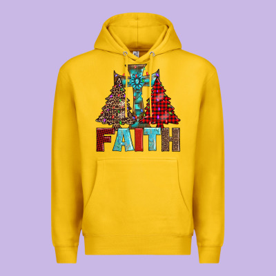 Cross And Christmas Trees Premium Hoodie Designed By Adodesignshop