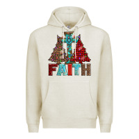 Oatmeal Heather cross and christmas trees Premium Hoodie - AdoDesignShop