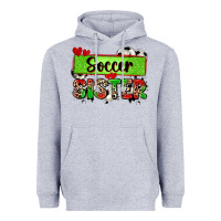 Heather Grey soccer sister with leopard Heavyweight Hoodie - Zillion Design Studio