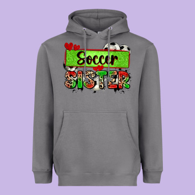 Soccer Sister With Leopard Heavyweight Hoodie Designed By Zillion Design Studio