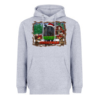 Heather Grey merry christmas black angus cattle and farm Heavyweight Hoodie - RanaPortraitStore
