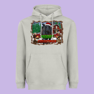 Merry Christmas Black Angus Cattle And Farm Heavyweight Hoodie Designed By Ranaportraitstore